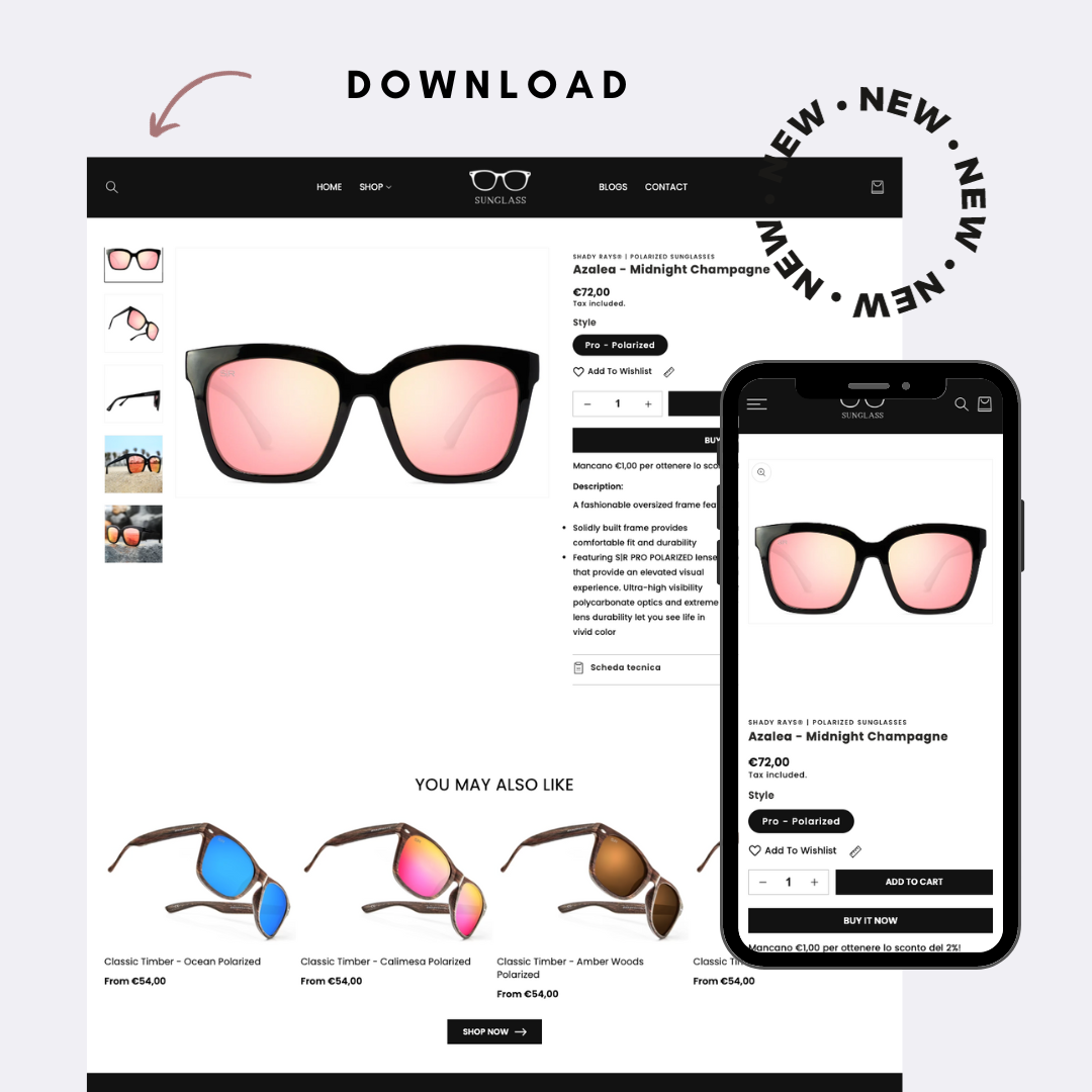 Sunglass - Tema Shopify di occhiali | Modelli Canva modificabili | Tema Shopify OS 2.0